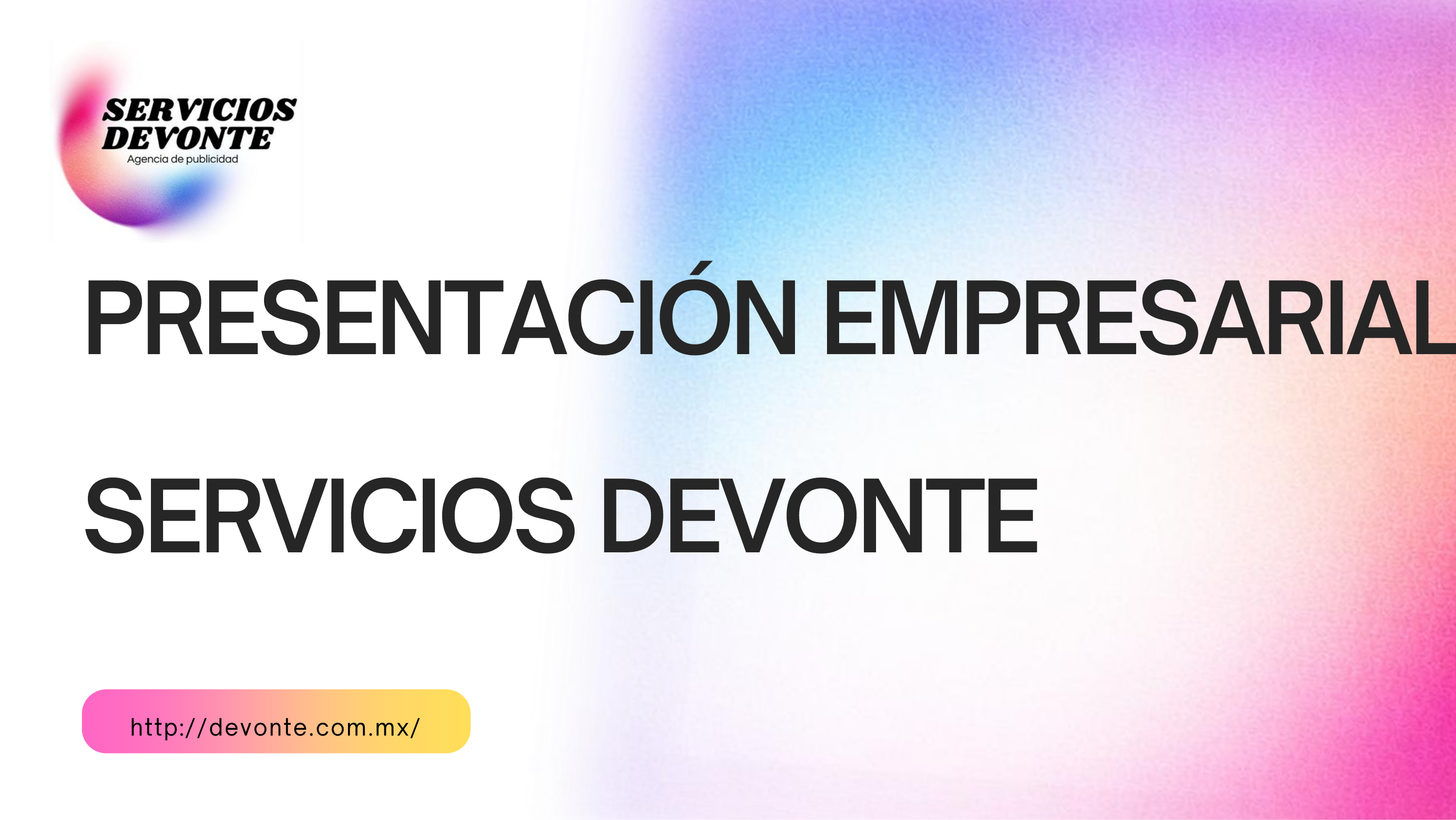 Portada de la presentación empresarial de Servicios Devonte
